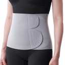 Momcozy Ergowrap Postpartum Belly Band for Natural and C-Section Recovery, Abdominal Binder with 3D Abdomen Lifting & Ergonomic Back Support, Seamless Belly Wrap Shapewear for Post Surgery Recovery (Petite M, Petite - Gray)