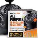 150 Pack 55 Gallon Trash Bags - Black Large Garbage Bags | Extra Large 50-60 Gallon Lawn and Leaf Bags | Heavy Duty Plastic Outdoor Yard Waste Bags - Packing May Vary
