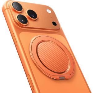 Andobil [2026 Ultra-Thin] Magnetic Phone Grip for MagSafe [360 Rotate] Magnetic Cell Phone Ring Holder & Kickstand for MagSafe Accessories & iPhone 17 Air 16 Pro Max Plus 15 14 13 12, Orange (Orange Carbon Fiber)
