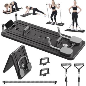 JANUA Pilates Board - Pilates Reformer Set, Multi-Purpose Foldable Pilates Reformer Board for Home, 5 in 1 Pilates Sliding Board