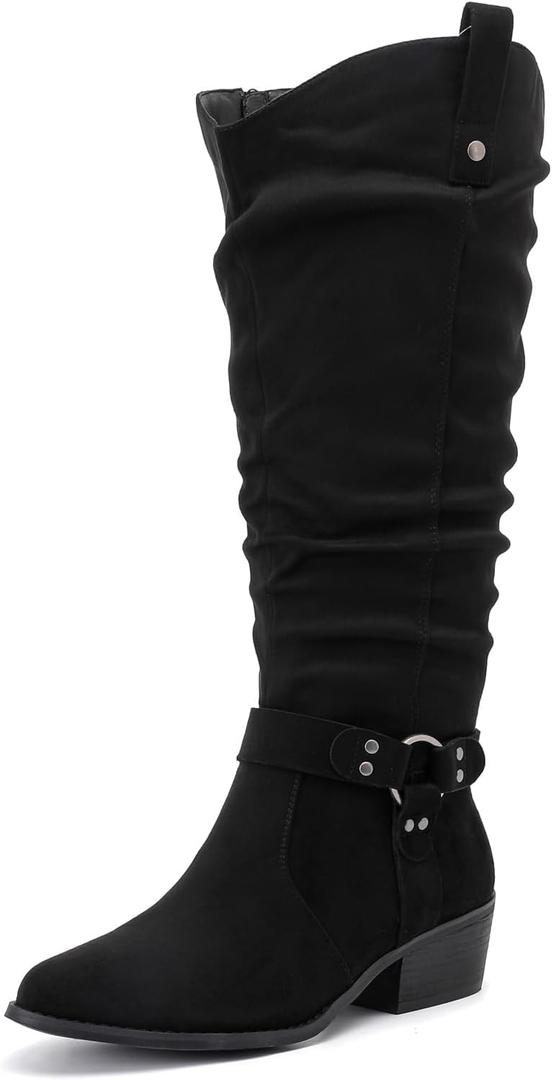Luoika Women's Extra Wide Calf Knee-High Boots (7 X-Wide, Blackmf 109)