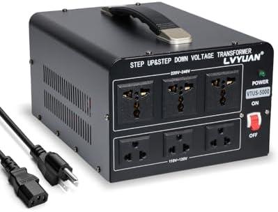 LVYUAN 5000 Watt Voltage Converter Transformer Heavy Duty Step Up/Down AC 110V/120V/220V/240V Power Converter with 3 US Outlets, 3 Universal Outlets, Resettable Circuit Breaker Protection