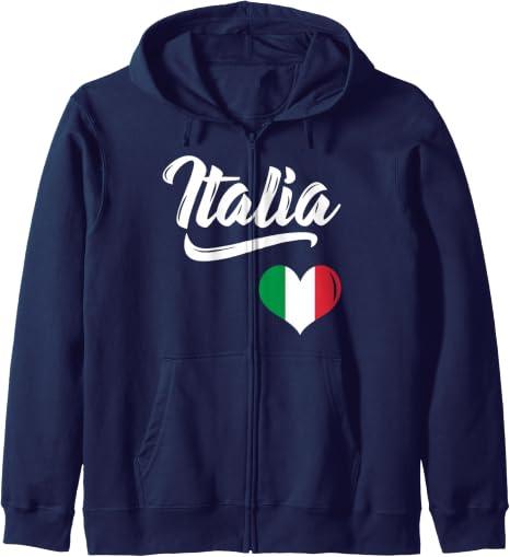 Italy Gift Flag Italy Vintage Italia Italiano Italian Zip Hoodie, Small, Navy Blue