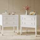 Huuger 27.6 Inch Tall Nightstand with Charging Station, USB-C Port, Larger Night Stand Set of 2, Bedside Table with 2 Drawers, 11.4 Inch Raised Legs, Side Tables End Tables, for Bedroom, White, 23.6 inches x 15.8 inches x 27.6 inches