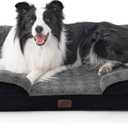Bedsure Orthopedic Dog Beds Large Sized Dog - Washable Large Dog Cat Bed Waterproof, Comfort Dogs Couch Sofa with Washable Removable Cover, Pet Bed with Nonskid Bottom, Plush-Black, 35"