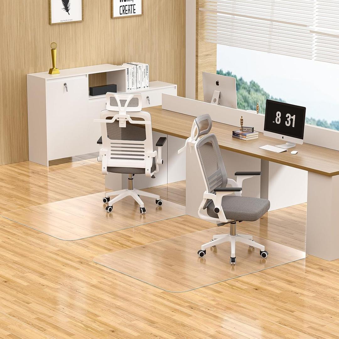 Office Chair Mat for Hardwood Floor, 36" X 48" 2 Pack Chair Mat for Hard Floors, PVC Clear Floor Protector Rug Mat for Home and Office, Can't be Used on Carpet, 2PCS-36" X 48"