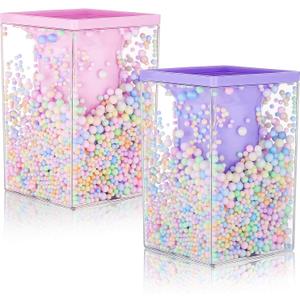 2 Pieces Cute Bubble Pen Holder Multi-purpose Desktop Organizer Back to School Gift Kawaii Office Supplies Pastel Desk Accessories Stationery Makeup Brush Holder with Bubble Ball(Pink and Purple)