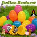 80pcs Italian Brainrot Easter Eggs with DIY Accessories and Keychains, Filled Easter Eggs Kids Classroom Gift Exchange Easter Egg Hunt Basket Stuffers Party Favors