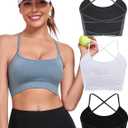 Lusait Sports Bras for Women Medium Support Thin Straps Sexy Criss-Cross Yoga Bra Gym Crop Top for Workout