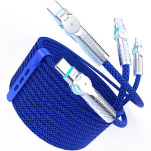 USB C to USB C Cable 6.6ft,240W 2-Pack Braided 180Rotating Type C Charging CableFast Charge for iPhone 15/16/16Pro/16Plus/16ProMax,MacBook Air,iPad Pro,Pixel,Samsung Galaxy S23/S24 Ultra-Blue