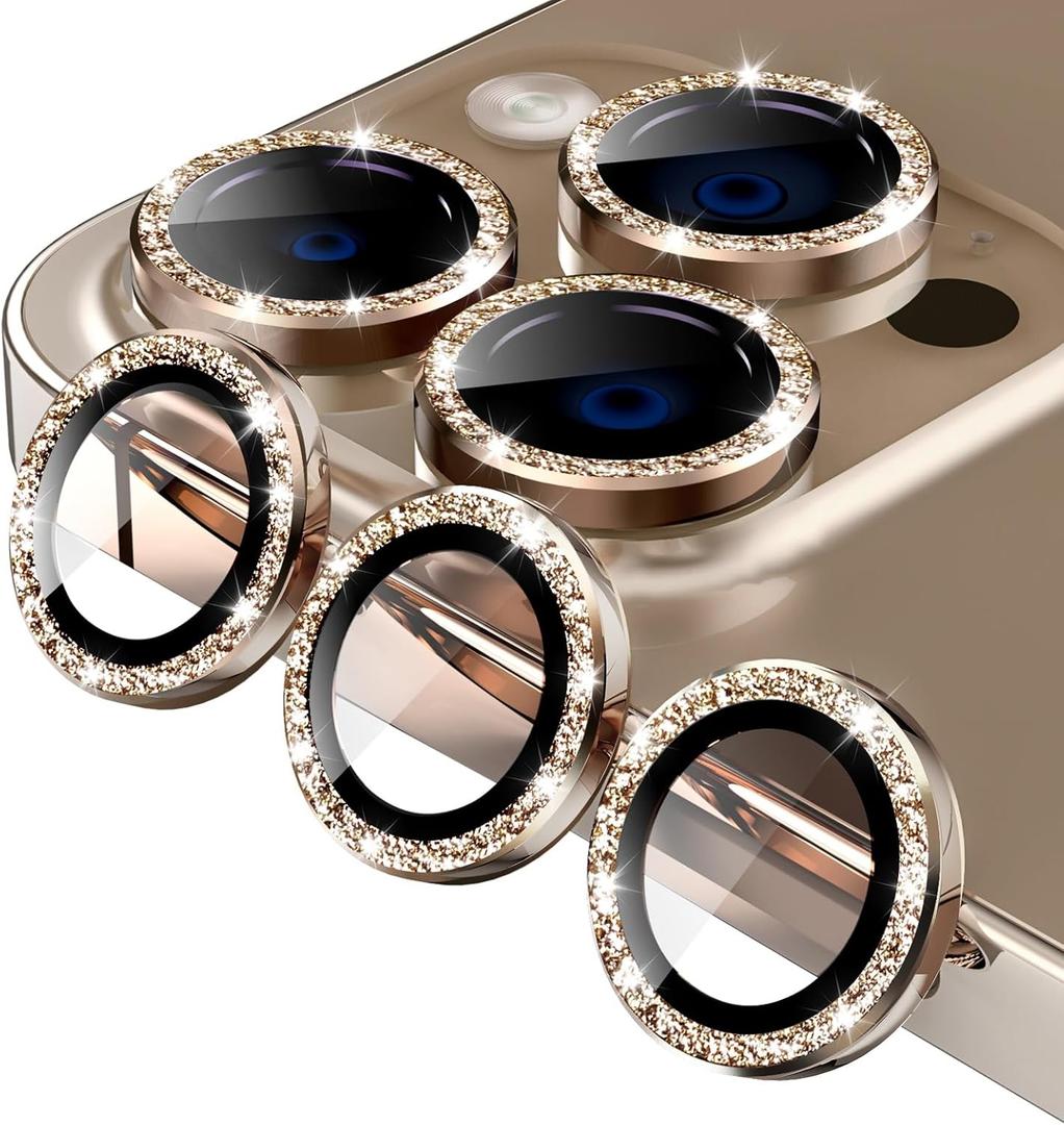 2 x Jeluse Camera Lens Protector for iPhone 17 Pro Max/17 Pro/16 Pro Max/16 Pro/15 Pro Max/15 Pro/14 Pro Max/14 Pro, 9H Tempered Glass Screen Protector Cover Alignment Kit Metal Individual Ring