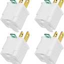PLUGTUL 3 Prong to 2 Prong Outlet Adapter, Polarized Grounded Outlet Converter, Wall Outlet Plug for Household, Workshops, ETL Listed, 4-Pack, White