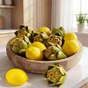 Novabright 12 Pcs Artificial Artichokes and Lemons Set Realistic Green Artichokes Yellow Lemons Fake Vegetables and Fruits for Kitchen Decor Centerpiece Bowl Fillers