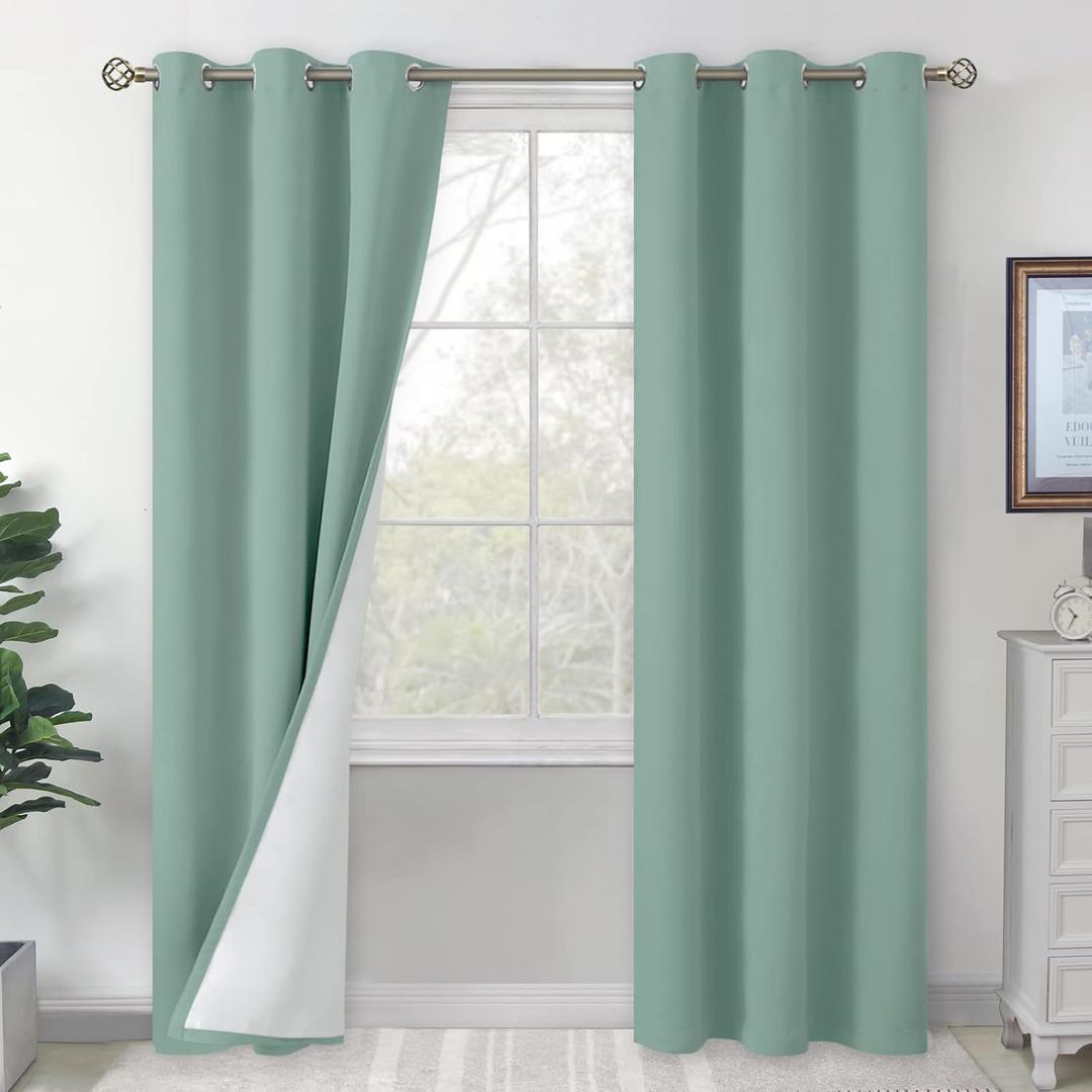 BGment Living Room Curtains 84 Inch Long, Thermal Insulated Blackout Panels for Bedroom, 2 Set Soundproof Window Drapes, Each 42 Inch Wide, Frosty Green