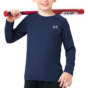 MEETYOO Boys Compression Shirt Long Sleeve Athletic Undershirt for Youth Kids Quick Dry Football Base Layer (XL)