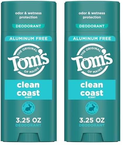 Tom's of Maine Mountain Spring Natural Deodorant for Men and Women, Aluminum Free, 3.25 oz (3.25 Ounce (Pack of 2)