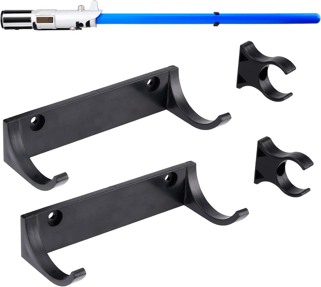 Horizontal Lightsaber Wall Mount Holder Light Saber Display Rack Hook Stand, Compatible for Any Lightsaber, Black Pack of 2