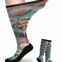 Diabetic Socks for Women & Men Extra Wide, Over The Calf Non Binding Lymphedema Neuropathy Swollen Feet for Women Men (J-adventure-1pair) XL