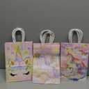 Kolldenn 24 Pcs Unicorn Party Favor Bags for Birthday Party Supplies Cute Unicorn Gift Goodie Paper Bags with Handles Rainbow Goody Treat Candy Pouch for Girls Birthday Baby Shower Decorations