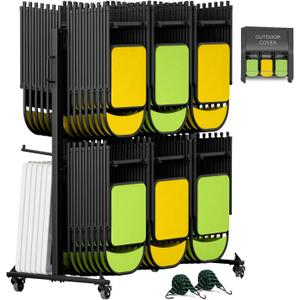 Folding Chair Rack Folding Chair Cart Storage Dolly with Wheels and Holder | Fits 84 Chair or 42 Chairs & 12 Tables 800 LBS Capacity Height Adjustable Includes Weatherproof Cover