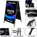 Heavy Duty Slide-in Folding Sandwich Board A-Frame Sidewalk Sign 24x36 Inch Black Coated Steel Metal Double-Sided Pavement Sign (Frame only)