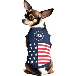 4th of July Dog Outfit Independence Day Dog Shirt Red White and Woof Funny Holiday Pet Clothes (X-Small, American Flag)