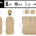 CAROMOP Luxury PU Leather Car Seat Covers Front Set, Anti-Stain Waterproof Automotive Seat Covers for Cars, Universal Car Interior Covers Seat Protectors for SUVs Pick-up Trucks (Beige/Beige Line)