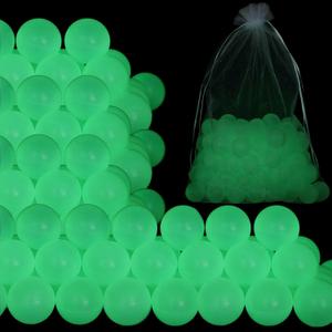 Sratte 100 Pcs Glow in The Dark Table Tennis Balls Sports 40 mm Lighted Table Tennis Balls Bulk with Mesh Bag for Outdoor Game Party Decoration Arts Activities