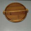 Large Round Wood Serving Tray, Wooden Trays with Handles for Ottoman Table, Vintage Acacia Tray Circle Wood Tray for Indoor Outdoor Organization and Decoration