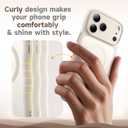 for iPhone 17 Pro Case for Women Girls,Compatible with MagSafe,Camera Control,Full Camera Protection, Cute Wave Magnetic Phone Case for iPhone 17 Pro,Stone