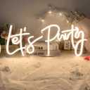 Let's Party Neon Signs Large sign with Dimmer for Bachelorette Party Engagement Party First Birthday Favors, Birthday Party, Wedding 40X20inchs (Medium)
