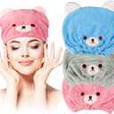 Lamoutor 3Pcs Hair Drying Towel for Kids Girls Soft Absorbent Kids Dry Hair Cap Kids Hair Towel Wrap Head Towel Wraps for Kids