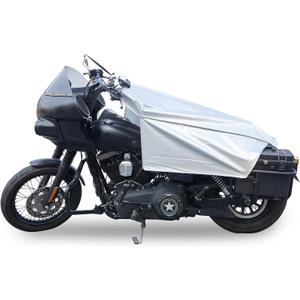 Motorcycle Seat Cover Sun Protection Cover Lightweight Half Covers Outdoor Sun Dust Covers UV Protection for Most Motorcycles Full Dress Touring Cruiser - Silver L