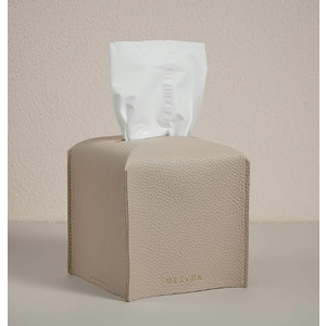 OLETHA Square Tissue Box Cover  Aesthetic Desk Decor for Room, Home & Office  Tissues Cube Boxes Holder  Light Taupe