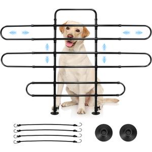 Vehicle Pet Barrier, Adjustable Universal Dog Car Barrier for SUVs, Trucks and Cars, Moves with Car Seat, Sturdy Metal Tube Pet Pen for Vehicles
