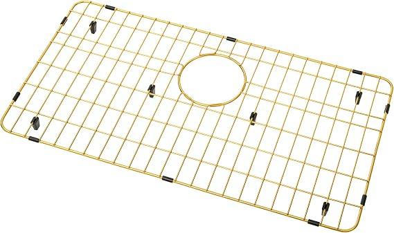 Kitchen Sink Grid, 26" x 14" Gold Kitchen Sink Protectors
Sink Protectors for Kitchen Sink, Sink Rack for Bottom of Sink, Stainless Steel Sink Grids 26" x 14" With Rear Drain