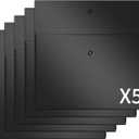 5 Pieces A4 Plastic Envelopes with Snap Closure,Filing Folders for Documents File Organizer Folders for A4 Letter Size for School Office (Black)