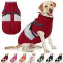 AOFITEE Dog Coat Warm Dog Winter Coat, Waterproof Dogs Jacket with Harness, Dogs Snow Jacket Snowsuit with Zipper & Furry Collar, Reflective Windproof Pet Sweater for Cold Weather, French Bulldog, L