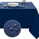 Table Cloth Rectangle Waterproof Spill-Proof Wrinkle-Free Tablecloth Washable, Kitchen Dining Tabletop Decoration, Fabric Table Cover for Indoor and Outdoor Use, 52 x 70 Inch, Navy Blue