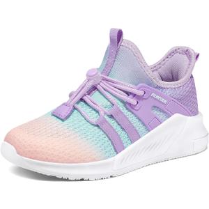 RUNSIDE Girls Tennis Shoes Lightweight Sports Kids Sneakers Lace-up for Running/Walking, Toddler/Little Kid/Big Kid, 1 Big Kid, Pink Purple