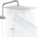 HOMVIVA All Solid Metal 3-Way Shower Arm Diverter Valve with 16 Inch Shower Head Extension Arm And High Rise Extender for Handheld and Fixed Shower Head, G1/2 Universal with Flange, Brushed Nickel