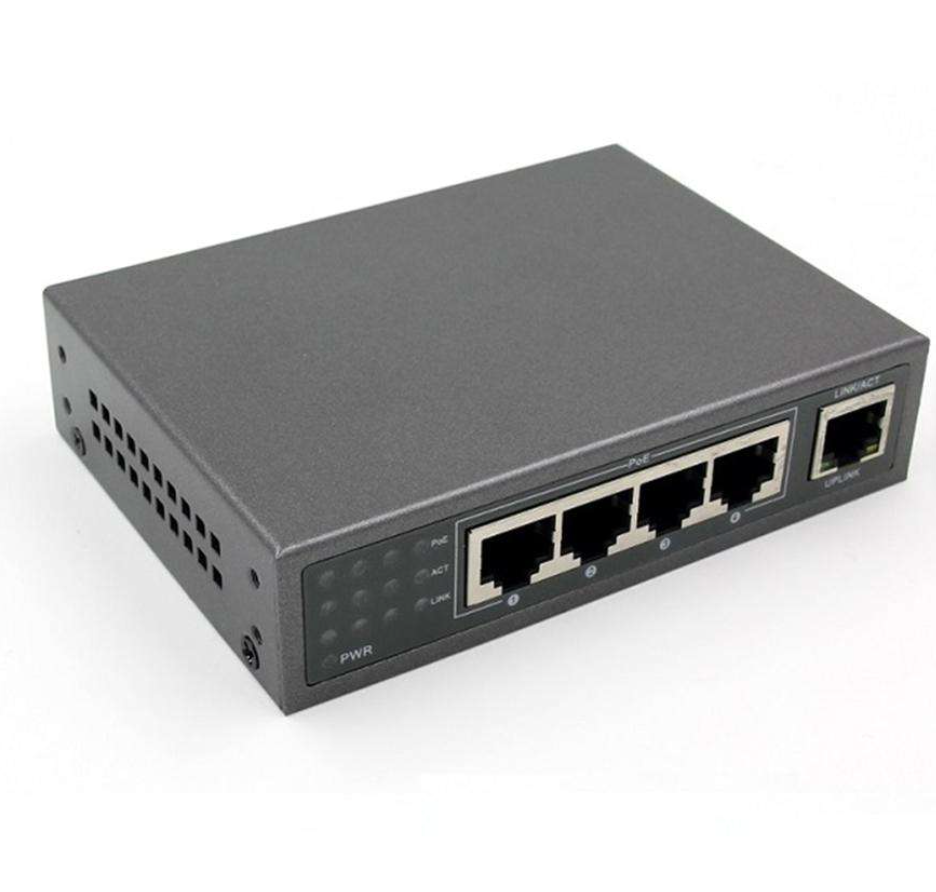  Mini Industrial POE Switch with 5 RJ45 Ports 4 POE & 100Mbps Capacity SNMP & QoS Function
