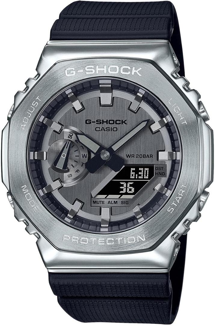 G-Shock Casio Metal Covered Octagonal Black Resin Band Watch GM2100-1A