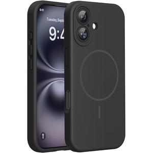 Miracase Compatible with iPhone 16 Case, [Soft Anti-Scratch Microfiber Lining], Compatible with MagSafe, Liquid Silicone Case Shockproof Drop Protection Phone Case for 16,Black