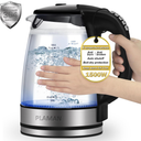 1500W Electric Kettle with Temperature Control - 6-Temp Presets for Tea/Coffee, Double Wall Cool-Touch, 4H Keep Warm, 1.7L Borosilicate Glass & BPA-Free, Fast Boil for Home/Office, Black