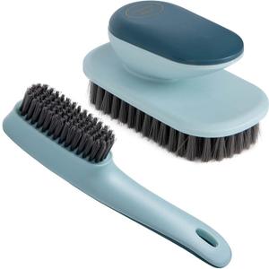 Laundry Scrub Brush 2 Pack Soft Bristle Brush for Stains & Clothes - Household Cleaning Tool for Bathroom Countertops & Bathtubs (Blue)