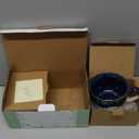 Bosmarlin Large Ceramic Coffee Mug Set of 2, Stoneware Latte Mug for Office and Home, 16 Oz, Dishwasher and Microwave Safe, (Prussian Blue, 2)