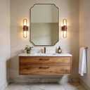 ANDY STAR Brushed Bronze Scalloped Mirror, 26"x38" Bathroom Vanity Mirror, Antique Scalloped Mirror in Premium Stainless Steel Frame, Timeless Shape with Unique Flair, Hangs Vertically/Horizontally
