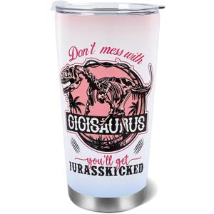 Gigi Gifts for Grandma - 20 OZ Gigi Tumbler Funny Dinosaur Insulated Cup Keeps Drinks Cold or Hot, Christmas Birthday Gifts for Nana Grammy Meemaw