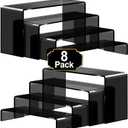 Aheroi Acrylic Risers, 8 Pcs 2 Set(7L~8L~9L) Display Risers, Black Arylic Display Stands Acrylic Shelf Riser, Display Holders for Vendor Events, Cupcake Stands, Toys Display Clear Shelves